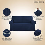 Easy-Going Stretch Oversized Sofa Slipcover 1-Piece Sofa Cover Furniture Protector Couch Soft with Elastic Bottom for Kids, Polyester Spandex Jacquard Fabric Small Checks Navy