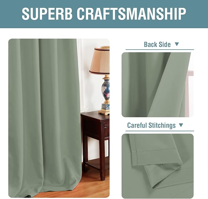 H.VERSAILTEX Blackout Curtain for Living Room Thermal Insulated Window Treatment Curtain Extra Long 63 inch Length Energy Saving Solid Grommet Top Blackout Drape, One Panel, Cyan, 52" W x 63" L