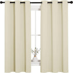 NICETOWN Kitchen Curtains for Decoration, Thermal Insulated Grommet Room Darkening Draperies/Panels for Laundry (Beige, 2 Panels, W42 x L63 inches)