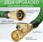 J&B XpandaHose 100ft Expandable Garden Hose – Ultra-Strong 3750D, 4-Layer Latex Core, Brass 3/4" Connectors, 10-Pattern Nozzle & Storage Bag – Lightweight, Kink-Reducing, Leak-Resistant