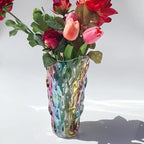 Unbreakable Flower Glass Vase 3.5lb 9.5inch Sparkle vase Bohemian Style, for Centerpieces,Kitchen,Office, Living Room,Wedding,Perfect Home Decor Glass Vase (Sparkle Color)