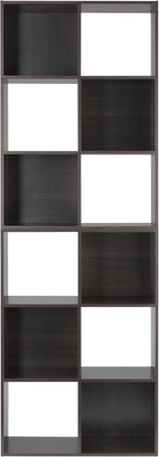 Whitmor 6 Cube Storage Organizer, 3 Tier Stackable Mdf Wood Bookcase, Open Storage Display Bookshelf, Storage Cabinet for Living Room, Bedroom, Home, Office, 23.7"L x 11.7"W x 35.2"H, Espresso