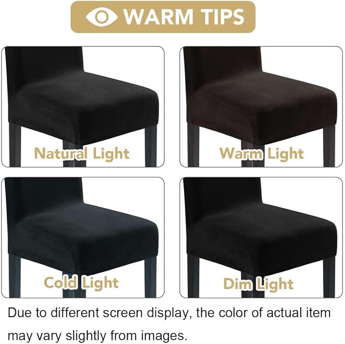 H.VERSAILTEX Velvet Dining Chair Covers Stretch Chair Covers for Dining Room Set of 4 Parson Chair Slipcovers Chair Protectors Covers Dining, Soft Thick Solid Velvet Fabric Washable, Black