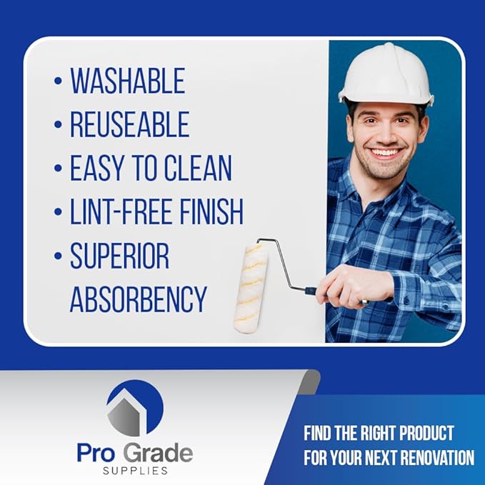 Pro Grade Paint Roller Kit, Brush & Roller,10 Piece Set, Wall Painting Naps for Professionals & Homeowners - All Paints & Stains, Washable, Reusable, Easy to Clean, Superior Absorbency.