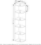 Furinno PASIR Book Shelf, 5-Tier Corner Bookshelf with Open Shelf, Standing Bookcase, 9.3 x 12 x 51.7, for Organization and Storage, for Living Room, Bedroom, Home Office, French Oak