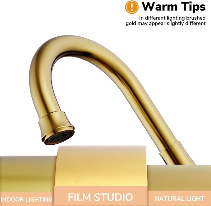 Bathroom Faucets for Sink 3 Hole, Hurran 4 inch Brushed Gold Bathroom Sink Faucet with Pop-up Drain and Supply Hoses, Stainless Steel Lead-Free Centerset Faucet for Vanity RV, 2 Pack