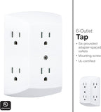 GE 6-Outlet Wall Extender White | Grounded | Spaced Outlets | UL Listed | Pack of 12