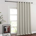 NICETOWN Room Divider Curtain 132 Inches Long, Wide Blackout Sliding Door Curtain for Bedroom, Room Darkening Privacy Window Curtain for Patio Door (1 Panel Set, Natural, 80 x 132 Inch)