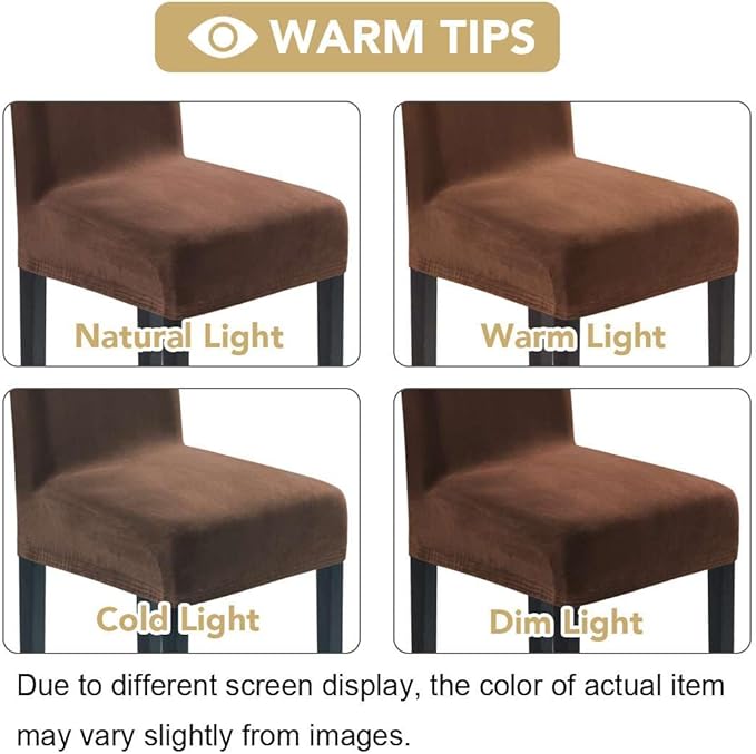 H.VERSAILTEX Velvet Dining Chair Covers Stretch Chair Covers for Dining Room Set of 2 Parson Chair Slipcovers Chair Protectors Covers Dining, Soft Thick Solid Velvet Fabric Washable, Caramel Cafe