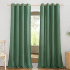NICETOWN Rustic Linen 144 inch Long Curtains for Living Room, Grommet Privacy Added Thick Linen Weave with Light Filter Window Curtains & Drapes for Bedroom, Olive Green, W55 x L144, 2 Panels