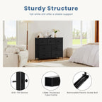 Dresser for Bedroom with 7 Drawers, Anti-Tip Wide Fabric Chests Storage Organizer Tower Furniture, TV Stand for TV up to 45 inch with Wooden Top Metal Frame for Clothes, Living Room, Hallway, Entryway