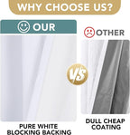 H.VERSAILTEX White Linen Blackout Curtains Durable Thick Textured Linen Look 100% Blackout Patio Door Curtain Anti Rust Grommet Extra Wide Sliding Door Curtain Panel, W100 x L108 inch- Bright White