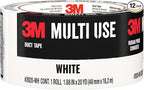 3M Multi-Use Colored Duct Tape,White with Strong Adhesive and Water-Resistant Backing,Multi-Surface Duct Tape for Indoor and Outdoor Use,1.88 Inches x 20 Yards,1 Roll (3920-WH),(Pack of 12)