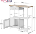 SWTYMIKI Coffee Bar Cabinet for Home - Farmhouse Coffee Stand Station Multi-Purpose Storage Cabinet with Adjustable Feet, Drawers - Kitchen Bar Table for Living Room, Corner, Small Space, Natural
