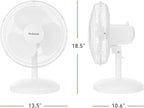 Holmes 12 Inch Oscillating Table Fan 3 Speeds 75 Degree Wide Angle Oscillation 15 Degree Adjustable Head Tilt Quiet Cooling for Home Office Bedroom Manual Control White