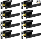 KAMOTA Privacy Door Levers, 8 Pack Matte Black Door Handles Bed and Bath Door Locks Interior Keyless Locksets, Left and Right Hand Reversible