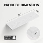 BAYKA White Floating Shelves for Wall, 36 inches Wall Mounted Rustic Wood Shelves for Bathroom, Bedroom, Living Room, for Book/Storage/Decor（Set of 3）