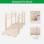 VINGLI 7.5 ft Garden Bridge, Arch Walkway Wooden Bridge with Safety Rails Natural Finished, Decorative Landscaping Footbridge for Koi Pond, Dry Creek Bed, Garden Pathway or Japanese Zen Decor