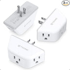 TROND Outlet Extender 3 Pack - Multi Plug Wall Outlet, 3-Prong Grounded Wall Splitter, 3 Way Angled Plug Adapter, Cruise Ship Essentials, Multiple Expander for Travel Home Office Dorm Room, White