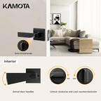 KAMOTA Privacy Door Levers, 3 Pack Matte Black Door Handles Bed and Bath Door Locks Interior Keyless Locksets, Left and Right Hand Reversible