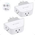 TROND 360 Rotating Plug Outlet Extender 2 Pack, 3 Way Angled Wall Outlet Adapter, Small Multiple Plug Splitter for Bathroom Kitchen Cruise Ship Travel Essentials, White