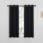 NICETOWN Living Room Blackout Curtains and Drapes, Black Solid Thermal Insulated Grommet Blackout Drapery Panels for Window (2 Panels, 29 inches Wide by 45 inches Long, Black)