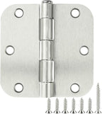 90 Pack Satin Nickel Door Hinges 3.5 x 3.5 Inch Interior 3 1/2 Inch Door Hinges for Doors Rounded 5/8" Radius Corners Flat Iron Hinge 3 ½"x 3 ½" Door Hardware Controls