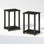 Furinno Simplistic Night Stand Set of 2, 2-Tier Small Nightstand with Open Shelf, Toolless Bedside Table, End Table, Side Table, for Bedroom, Closet, Dorm, Espresso
