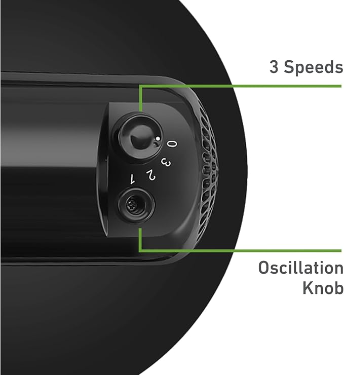 Holmes 12 Inch Oscillating Table Fan 3 Speeds 75 Degree Wide Angle Oscillation Adjustable 15 Degree Tilt Quiet Operation Home Office Bedroom Kitchen Black