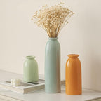 10.4 inches Tall Decorative Ceramic Vase Set, 3 Pieces, Nordic Modern Boho Style, White, for Home Decor (Colorful)