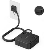 TESSAN Surge Protector Power Strip, 5 Ft Flat Plug Extension Cord with 3 USB (1 USB C) 8 Outlets, 1250W, 900J Protection, 3 Sided Outlet Extender with Power Switch for Office, Dorm Room, Black