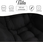Tiita Lazy Chair with Ottoman, Black Modern Large Accent Chair, Comfy Leisure Sofa Armchair with Ottoman, Reading Chair with Footrest for Bedroom, Living Room, Dorm Rooms, Black