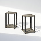 Furinno Simplistic Night Stand Set of 2, 2-Tier Small Nightstand with Open Shelf, Toolless Assembly Bedside Table, End Table, Side Table, for Bedroom, Closet, Dorm, French Oak