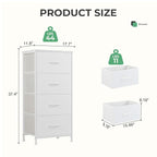 Dresser for Bedroom with 4 Drawers, Anti-Tip Tall Fabric Chests Storage Organizer Tower Furniture with Wooden Top Metal Frame for Clothes, Closet, Living Room, Hallway, Entryway