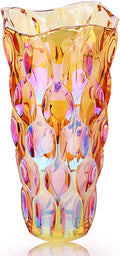 Flower Glass Vase Thick 3.5lb 9.5inch Sparkle vase Bohemian Style, for Centerpieces,Kitchen,Office, Living Room,Wedding,Perfect Home Decor Glass Vase (Sparkle Amber)