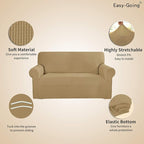 Easy-Going Stretch Loveseat Slipcover 1-Piece Sofa Cover Furniture Protector Couch Soft with Elastic Bottom for Kids Polyester Spandex Jacquard Fabric Small Checks (Loveseat, Golden)