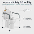 PELEGON Toilet Safety Rails (350 lb) - Adjustable Toilet Safety Frame & Rails, Toilet Safety Rail for Elderly Adults, Toilet Handles for Seniors, Toilet Bars for Elderly, Disabled & Handicap - White