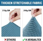 H.VERSAILTEX 3PC Stretch Sofa Covers for Loveseat - Base & 2 Seat Cushions, Thicker Jacquard Fabric (Medium, Storm Blue)