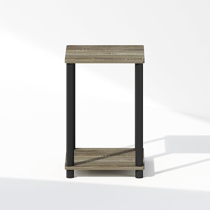 Furinno Turn-N-Tube Night Stand, 2-Tier Open Shelf Design Nightstand, Toolless Bedside Table, End Table, Side Table, for Bedroom, Closet, Dorm, French Oak
