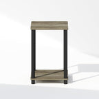 Furinno Turn-N-Tube Night Stand, 2-Tier Open Shelf Design Nightstand, Toolless Bedside Table, End Table, Side Table, for Bedroom, Closet, Dorm, French Oak