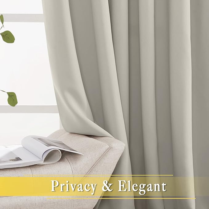 NICETOWN Room Darkening Curtain for Living Room - Energy Saving Thermal Insulated Grommet Room Darkening Curtain/Drape for Bedroom (1 Panel, 46 by 72, Natural)