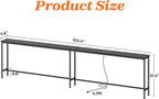 SUPERJARE 102.4 Inch Sofa Table with Power Outlets and USB-C Port, 5.9 Inch Narrow Console Tables, Entryway Hallway Couch Tables with Storage, Behind Sofa, Small Spaces, Living Room, Black