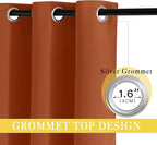 NICETOWN Blackout Sliding Glass Door Curtains, Room Darkening Thermal Insulated Curtains for Living Room Bedroom, Extra Wide Window Drapes, 1 Panel, W80 x L118, Burnt Orange