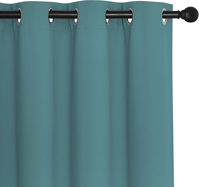 NICETOWN Room Divider Curtain 132 Inches Long, Wide Blackout Sliding Door Curtain for Bedroom, Room Darkening Privacy Window Curtain for Patio Door (1 Panel Set, Sea Teal, 80 x 132 Inch)