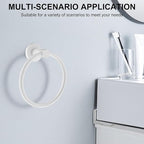 SetSail Towel Holder for Bathroom Wall Screw-in White Towel Ring Stainless Steel Heavy Duty Hand Towel Hanger for Bathrooms, Kitchen, 2 Packs