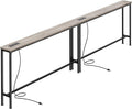 SUPERJARE 102.4 Inch Sofa Table with Power Outlets and USB-C Ports, 5.9 Inch Narrow Console Tables, Entryway Hallway Couch Tables with Storage, Behind Sofa, Small Spaces, Living Room, Oak