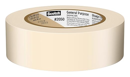 Scotch General Purpose Masking Tape, Tan, Tape for Labeling, Bundling and General Use, Multi-Surface Adhesive Tape, 1.41 Inches x 60 Yards, 1 Roll