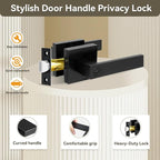 KAMOTA Privacy Door Levers, 4 Pack Matte Black Door Handles Bed and Bath Door Locks Interior Keyless Locksets, Left and Right Hand Reversible