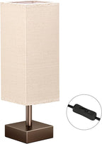 aooshine Brown Small Table Lamp - Bedside Lamp for Bedroom, Minimalist Nightstand Lamp with Square Shade, Desk Lamp for Kids Room