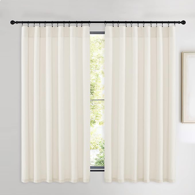 NICETOWN Luxury Velvet Curtains 63 inches, Sound Reducing Heavy Matt Solid Rod Pocket Room Darkening Drapes/Panels for Living Room (Ivory, 2 Panels, 63 inches Long)